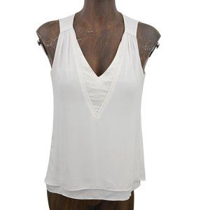 WHITE HOUSE BLACK MARKET WOMENS PETITE XS WHITE BLOUSE